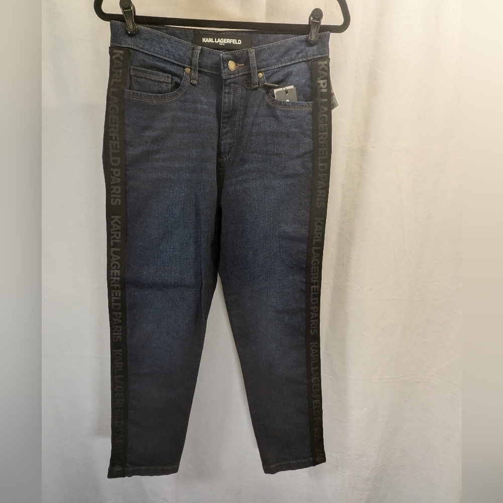 NWT!! Karl Lagerfeld Paris Women's Indigo Dark Wash Straight Leg Jeans Size 6
